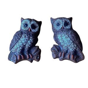 Vintage MCM Pair of Owls Wall Hangings Decor mid century owl decor